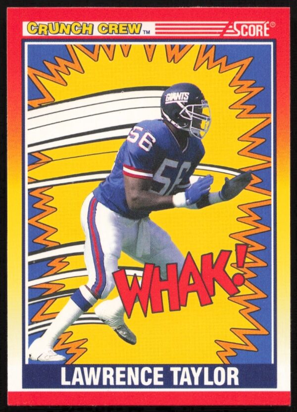 1990 Score card #552 with Lawrence Taylor in action as New York Giants linebacker.