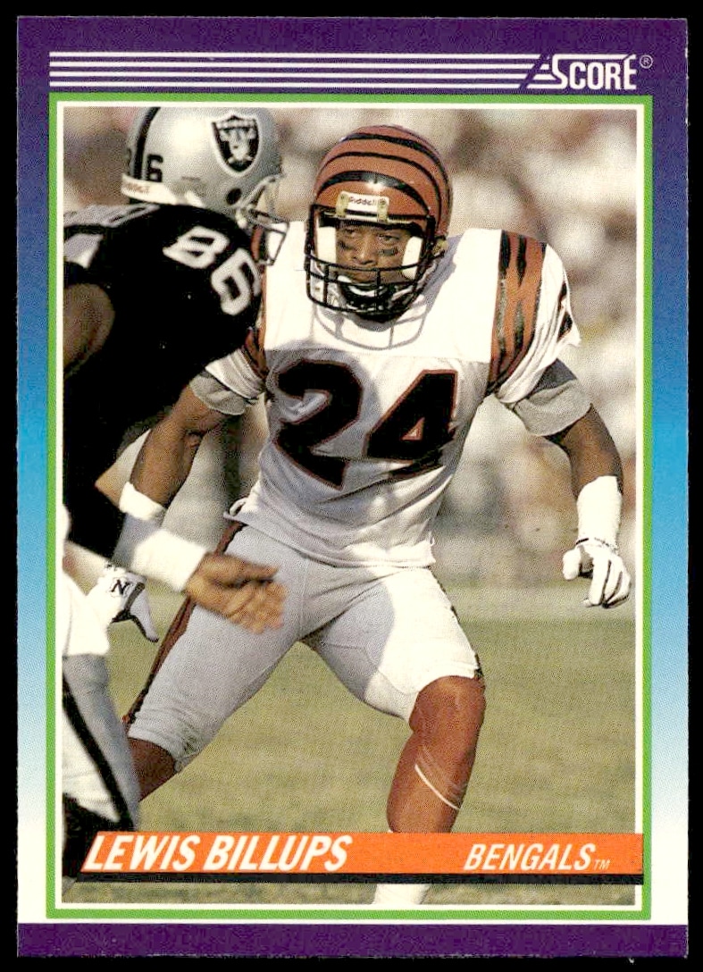 1990 Score Football Card featuring Lewis Billups in Bengals uniform, #487 (Front).