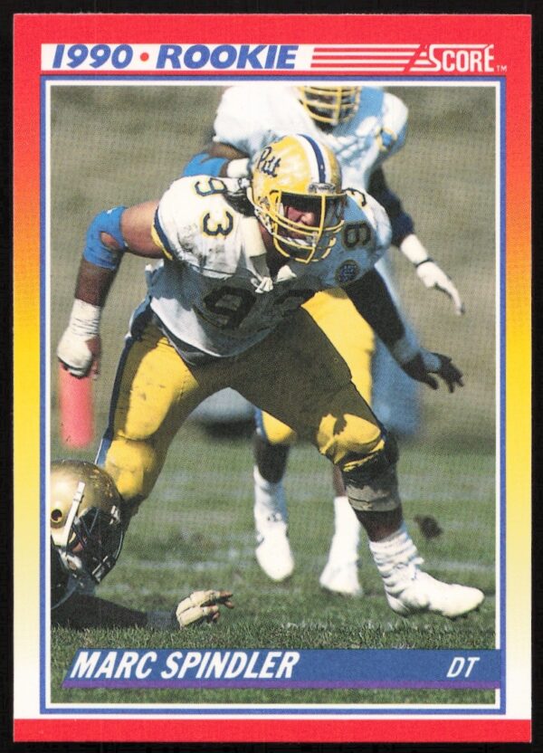 Marc Spindler on 1990 Score Football Card #295, front side.