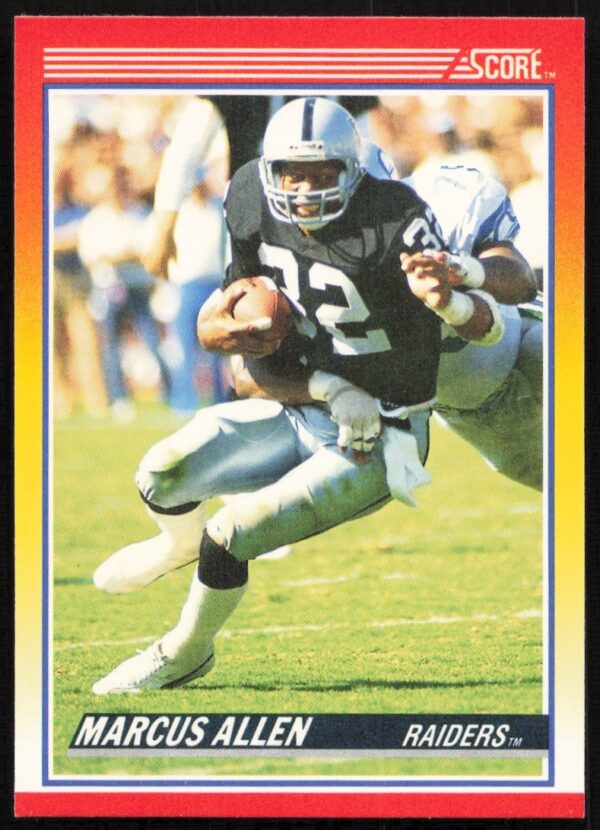 Marcus Allen 1990 Score football card #230, featuring him in Los Angeles Raiders uniform.