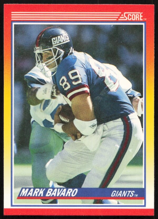 Mark Bavaro 1990 Score Football Card #260, New York Giants tight end in action.