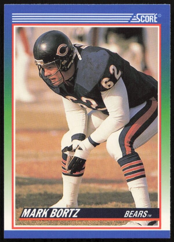 Mark Bortz 1990 Score football card #405, Chicago Bears offensive lineman.