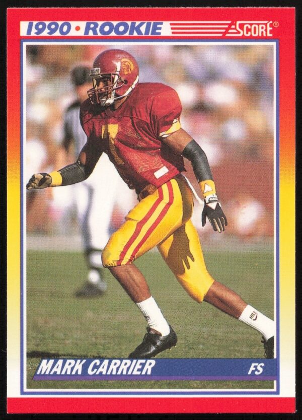 1990 Score Football Card featuring Mark Carrier in action, number 627.