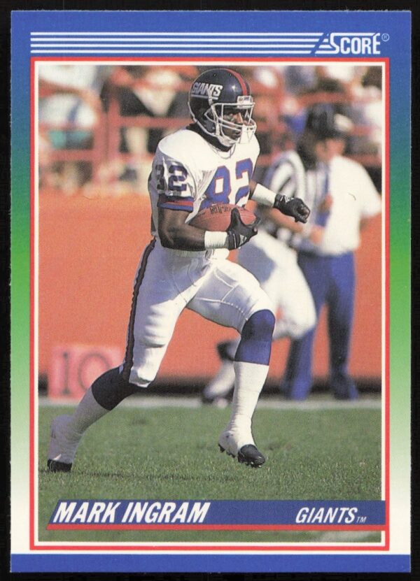 Front view of 1990 Score football card #437 featuring Mark Ingram.