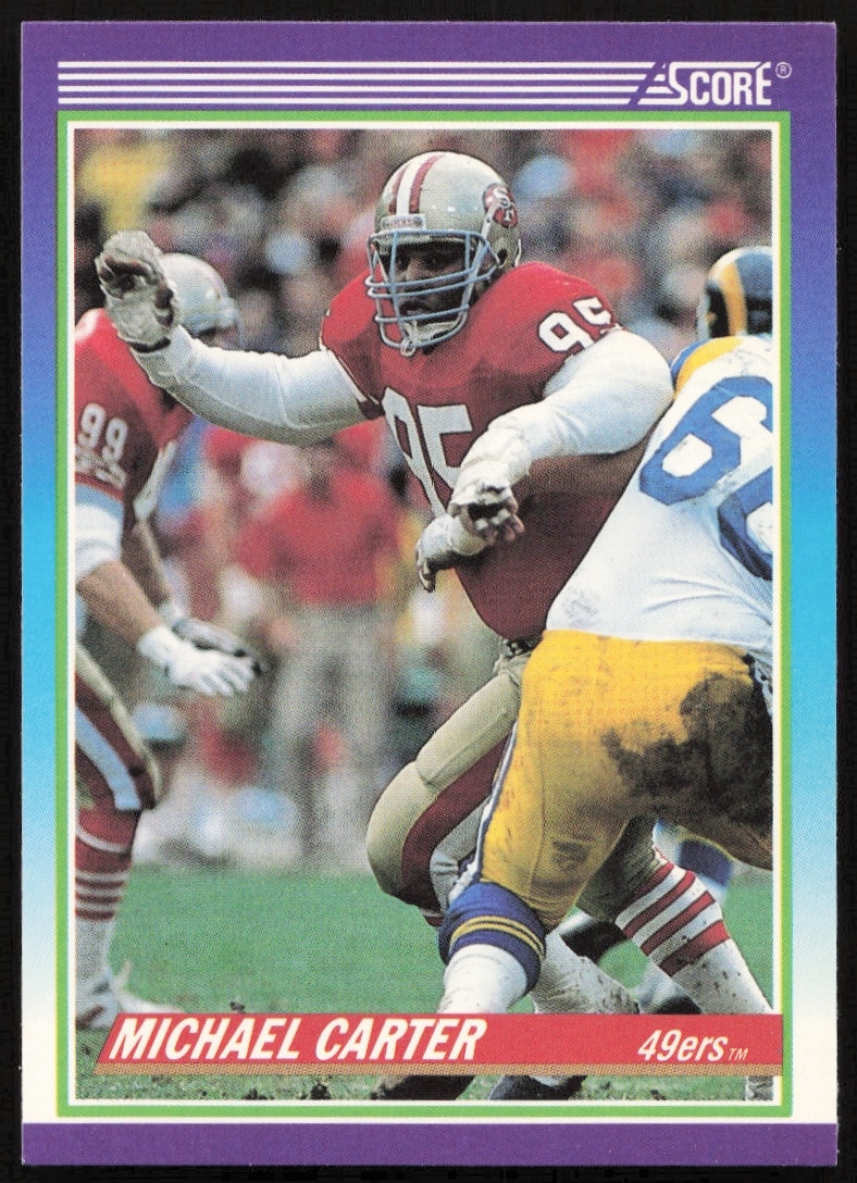 1990 Score Michael Carter football card, #510, front view with player portrait.
