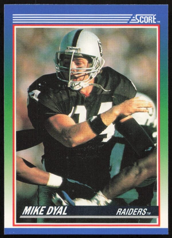 1990 Score Football Card featuring Mike Dyal, Los Angeles Raiders Tight End, Card #86.