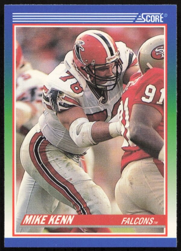 1990 Score Mike Kenn football card, Atlanta Falcons tackle, card #406 front.