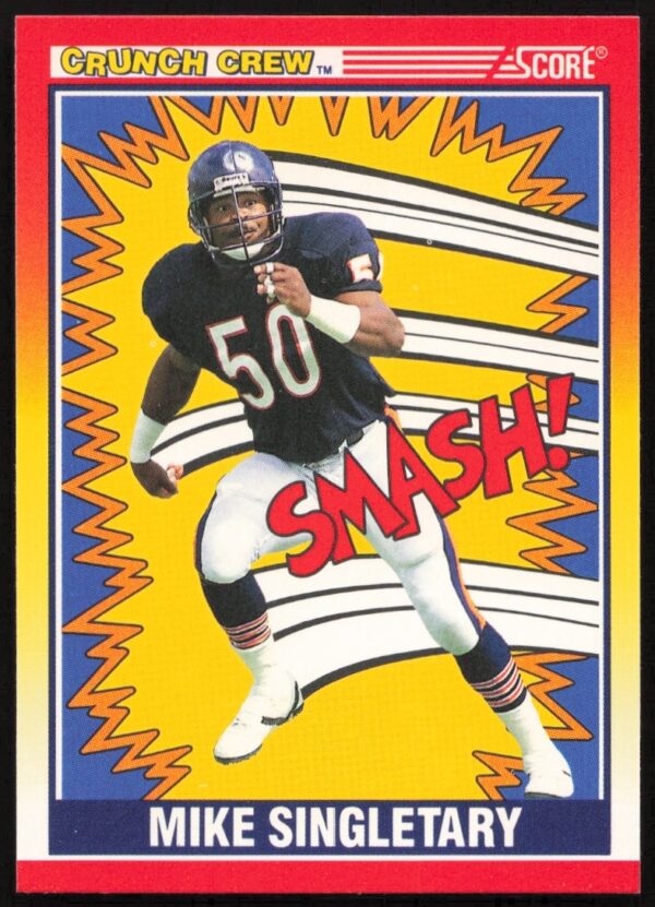 Mike Singletary 1990 Score card #554, Chicago Bears linebacker in action.