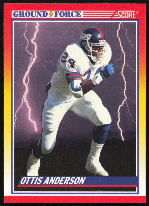 1990 Score Football Card Ottis Anderson #562, dynamic action shot, collectible for fans.