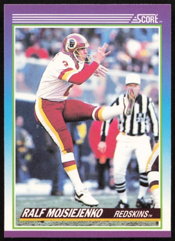 1990 Score Football Card featuring NFL Punter Ralf Mojsiejenko #208.