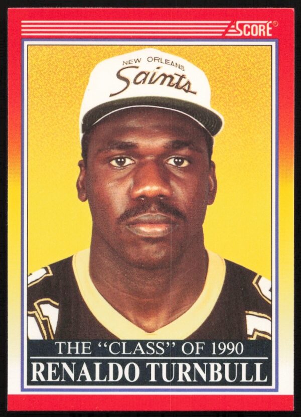 Renaldo Turnbull 1990 Score Football Card #615, front view, showcasing agility and team stats.