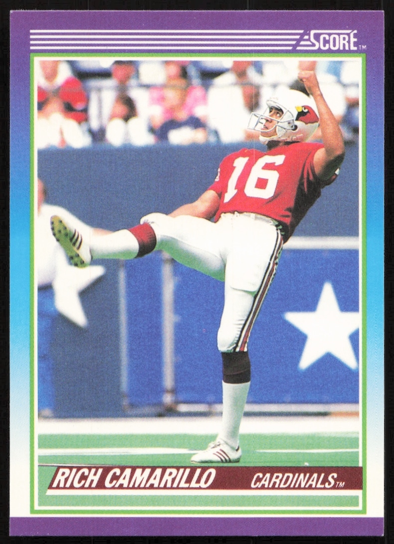 Rich Camarillo 1990 football card #132 featuring dynamic design in his team uniform.