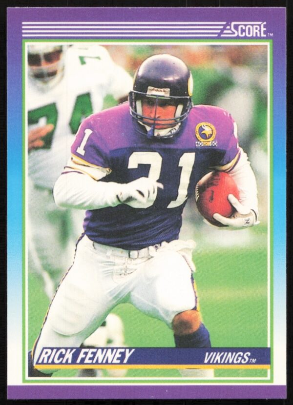 1990 Score Rich Karlis Football Card Front - Minnesota Vikings Kicker in Action