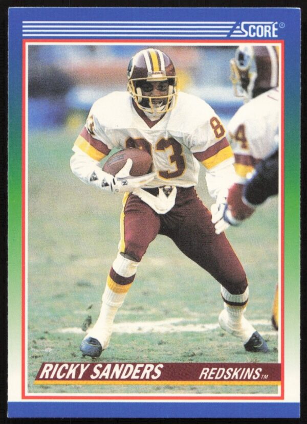 Ricky Sanders 1990 Score Football Card #389 in Washington Redskins uniform.