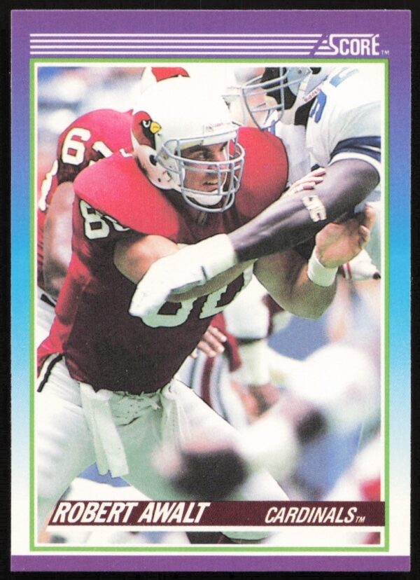 1990 Score Football Card Front: Robert Awalt #180 in uniform, classic NFL memorabilia.