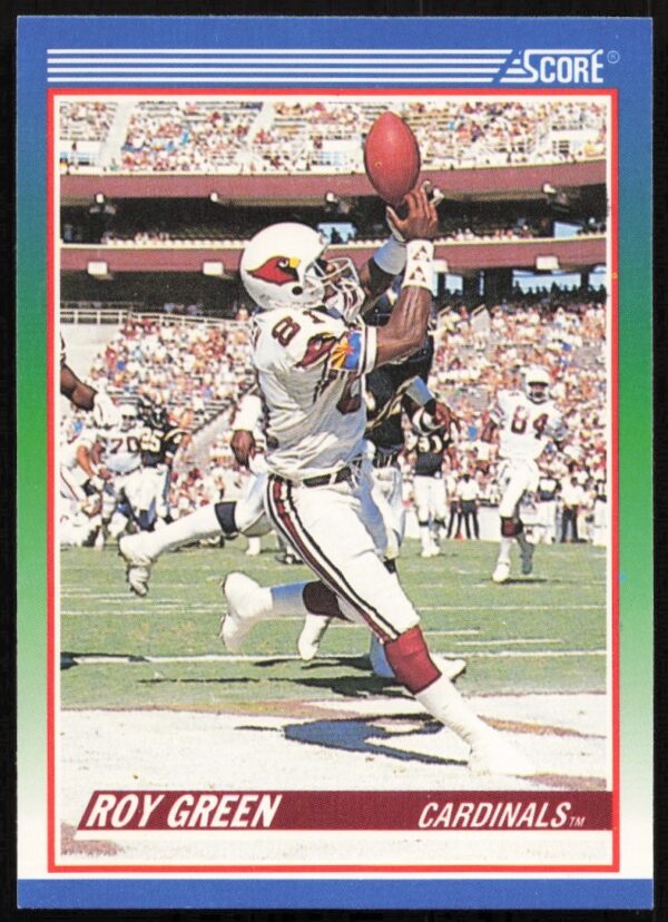 1990 Score Football Card featuring wide receiver Roy Green, #383, in Cardinals uniform.