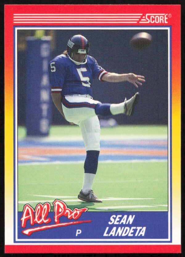1990 Score Football Card Front: Sean Landeta #578, NFL Punter, Vintage Sports Collectible.