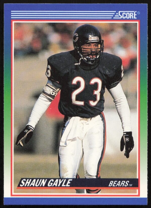 1990 Score Football Card of Shaun Gayle, Chicago Bears, Card #431, Mid-Action, Vintage Design