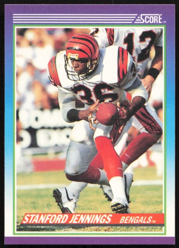 Stanford Jennings 1990 Score Football Card #113, Front View, Cincinnati Bengals NFL.