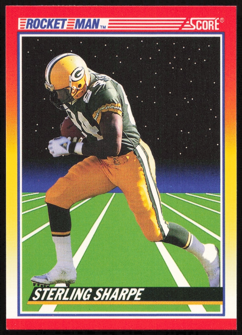 Sterling Sharpe 1990 football card #560 in Packers uniform, front view.
