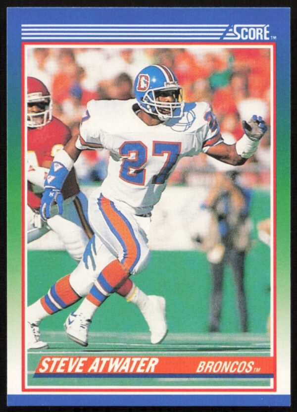 Steve Atwater 1990 Score Card #107: Denver Broncos safety in action.