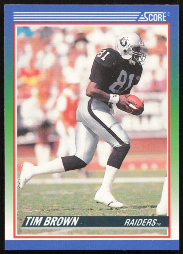 1990 Score Tim Brown #373 card front showing dynamic football action.
