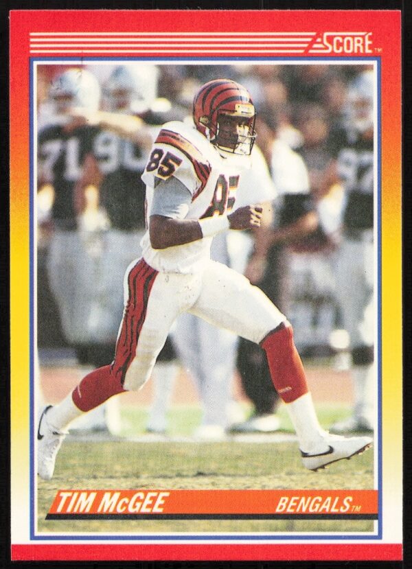 Tim McGee 1990 Score Football Card #243 Showcasing Action Shot.
