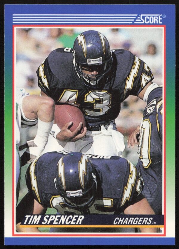 1990 Score Football Card #423: Tim Spencer in Action, Classic Design, Dynamic Era.