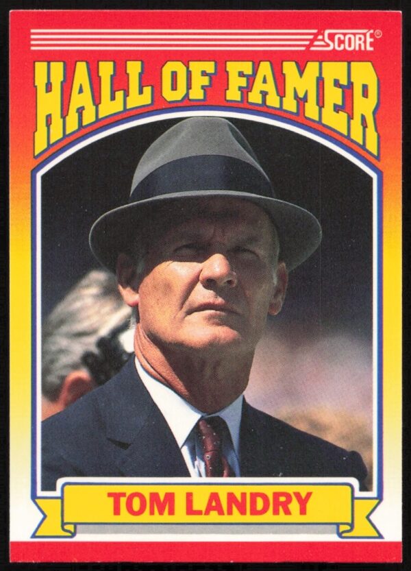 Tom Landry 1990 Score Card #597, legendary NFL coach portrait.