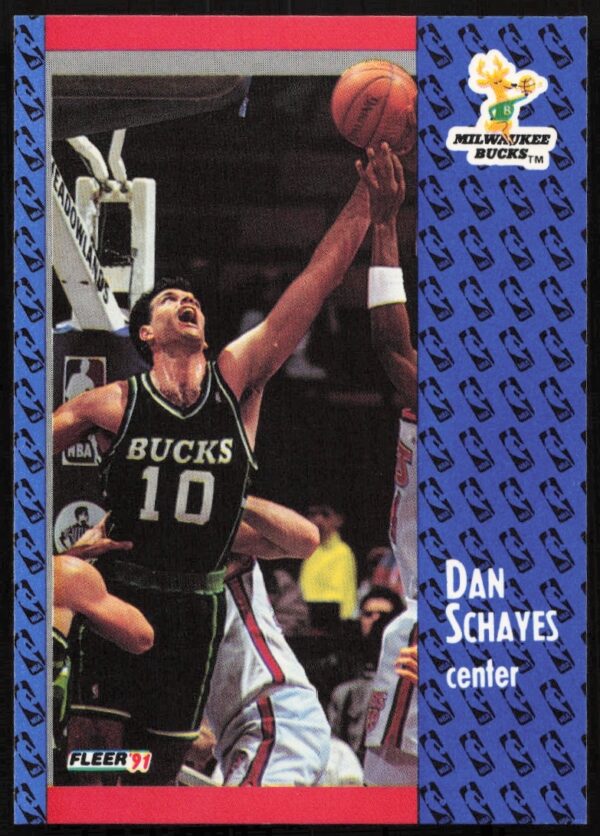 1991 Fleer basketball card front of Danny Schayes in action, card #119.