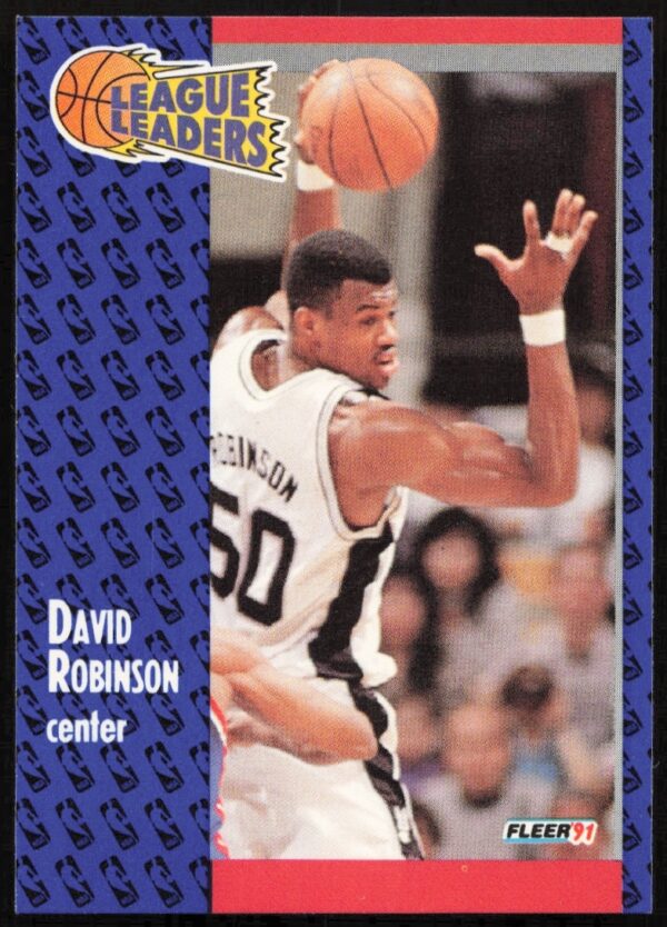 David Robinson 1991 Fleer League Leaders #225 NBA Card, San Antonio Spurs Action Shot