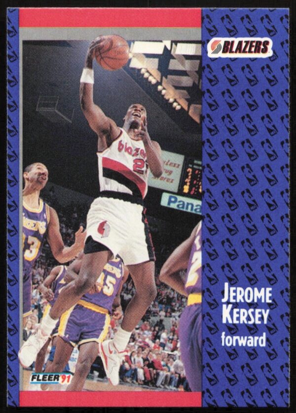 Jerome Kersey 1991 Fleer Basketball Card #170, Portland Trail Blazers, action shot.