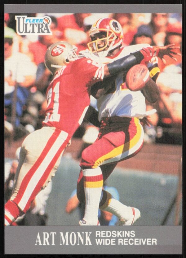1991 Fleer Ultra Art Monk #274 card front, showcasing vibrant action in Washington uniform.
