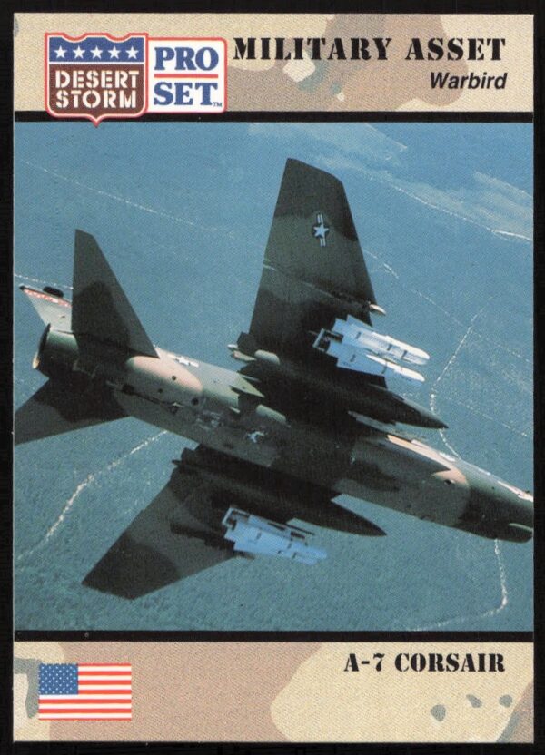 A-7 Corsair 1991 Desert Storm trading card from Pro Set, card number 235, front view.