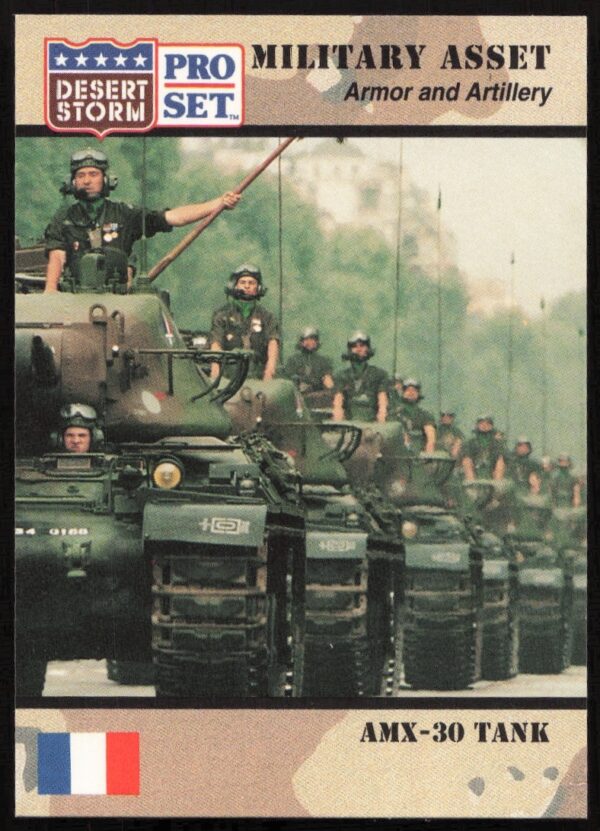 1991 Pro Set card featuring AMX-30 tank from Desert Storm, card number 203.