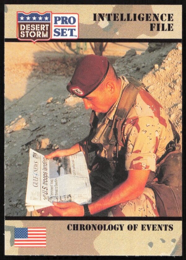 Desert Storm 1991 Pro Set Event Card #133 - Gulf War Timeline & Images.