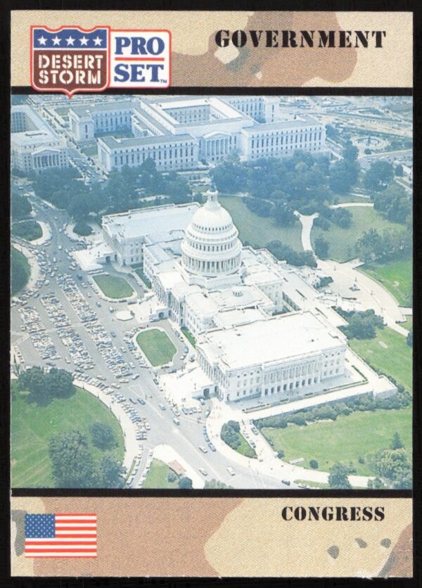 Front view of 1991 Pro Set Desert Storm Congress trading card #103 featuring U.S. legislative role.