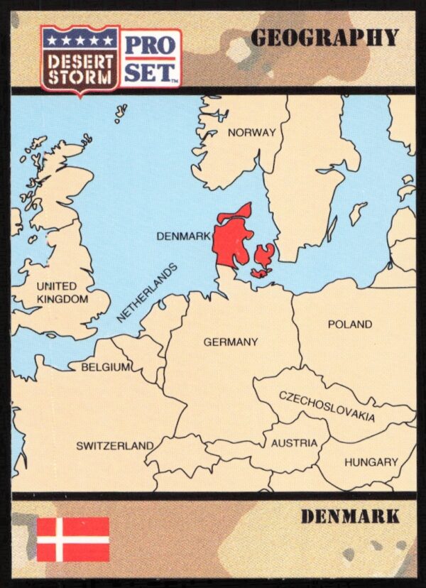 1991 Desert Storm Trading Card: Denmarks Gulf War Role, Pro Set #14.