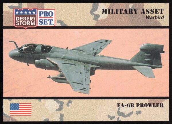 EA-6B Prowler 1991 Desert Storm trading card, aircraft in flight, Pro Set #248.
