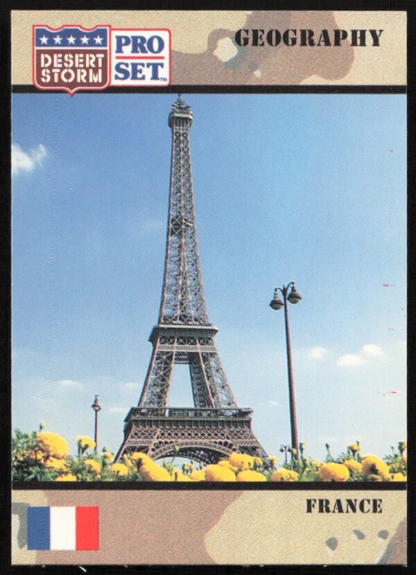 Front of 1991 Desert Storm card #18: Frances contribution to Gulf War.