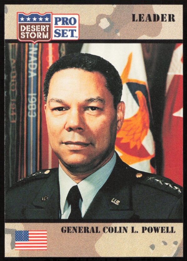 1991 Pro Set card: General Colin Powell #88, Desert Storm series, showcasing Gulf War leadership.