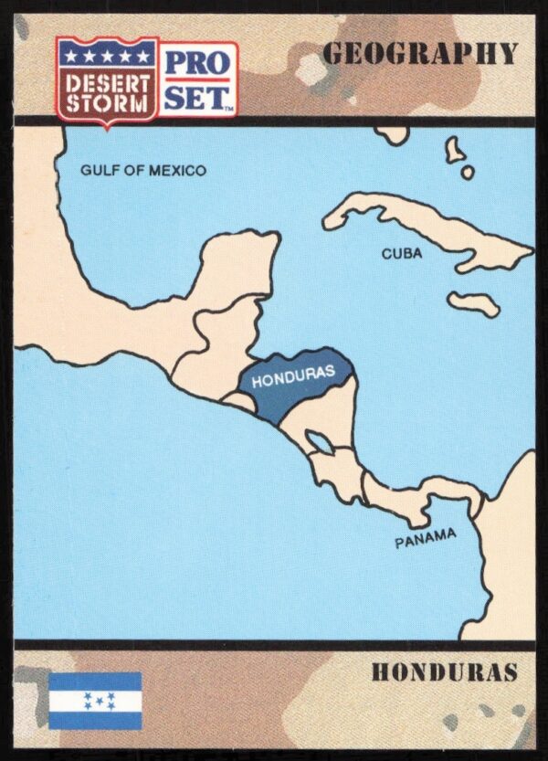 Honduras military-themed 1991 Pro Set Desert Storm card, historical Gulf War representation.