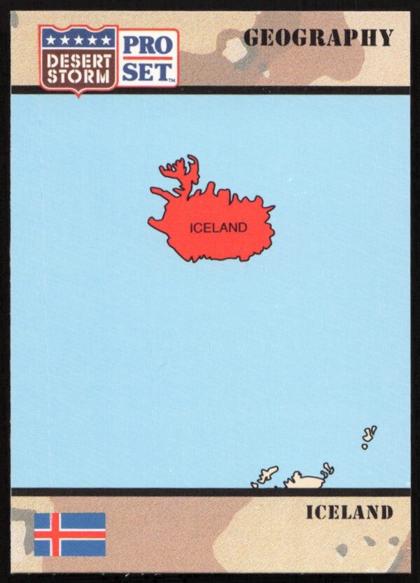 1991 Pro Set Desert Storm trading card featuring Iceland, card #23, front view.