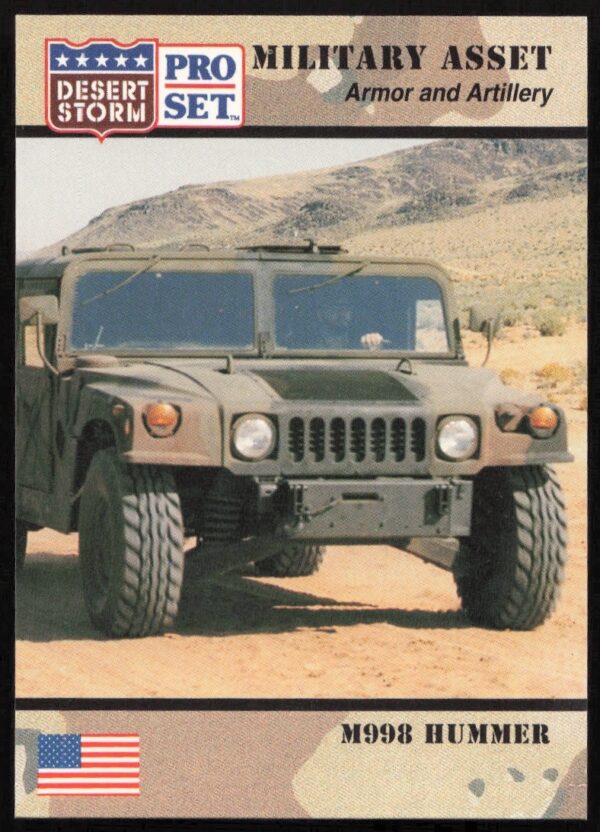 1991 Pro Set card showcasing M998 Hummer from Desert Storm series, number 207.