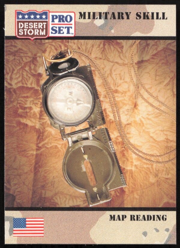 1991 Desert Storm Map Reading Card: Military Navigation Techniques, Card #165, Gulf War Skills