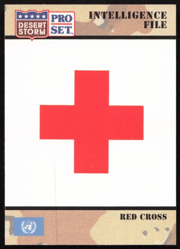 Desert Storm 1991 Red Cross trading card #147 highlighting war relief efforts.