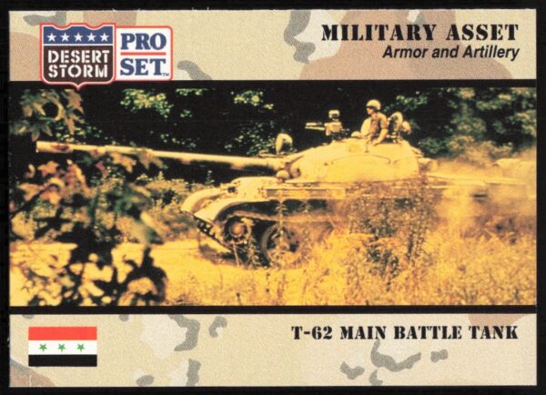 Desert Storm T-62 Tank 1991 Pro Set Trading Card #200, featuring detailed artwork.