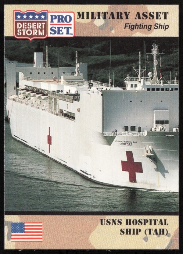 1991 Pro Set Desert Storm USNS Hospital Ship Trading Card Front Image.