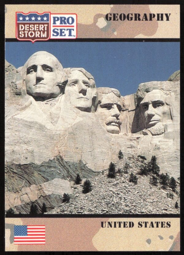 Desert Storm 1991 US trading card #63: Front view with Gulf War patriotic imagery.