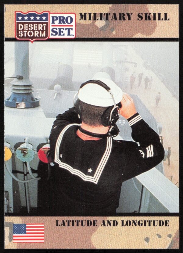 1991 Desert Storm Pro Set Card: Map with Military Coordinates, Strategic Locations (Front).